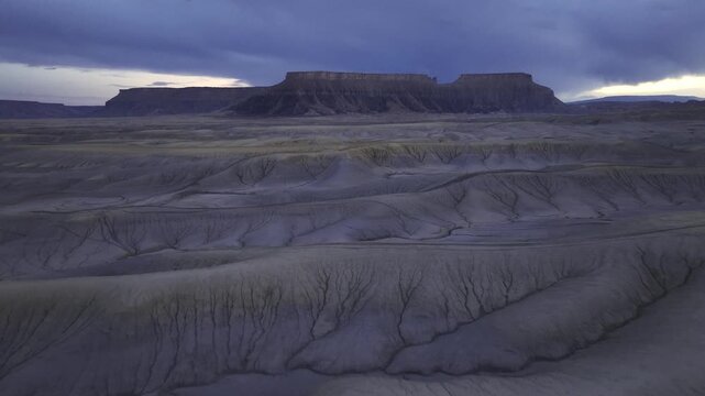 Aerial desert landscape of Factory Butte in Utah
