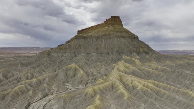 Factory Butte sandstone formations in Utah badlands, USA