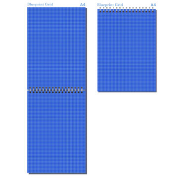 Pale Green engineering grid notebook page shows fine squared ruling, black wire binding, and varied formats on light gray background. Suitable for schoolwork, planning, stationery layouts, notes and