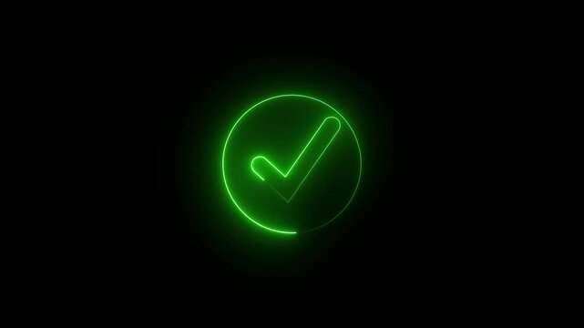 Animated white check mark icon in green circle. Isolated on a white background.animated, white, check, mark, icon, green, circle, isolated, background
