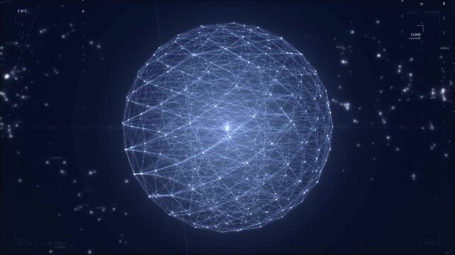 Teal database headline wireframe globe motion background