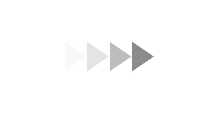 Fast forward white symbols icon symbol animation on black background. Fast forward sign moving forward 4K