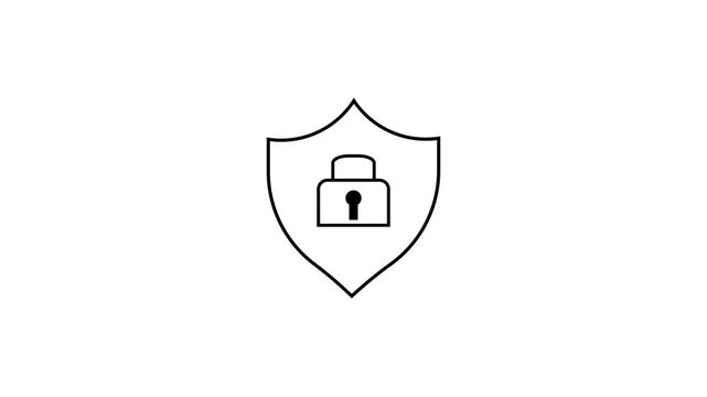 glowing neon blue color lock animation icon security privacy password protection safety animated on black background. 4k motion graphic animation.