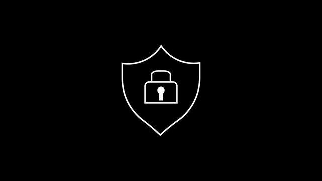 glowing neon blue color lock animation icon security privacy password protection safety animated on black background. 4k motion graphic animation.