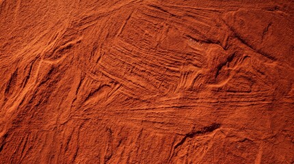 Fototapeta premium Red Cocoa Powder Texture with Scraped and Scratched Dry Surface Background