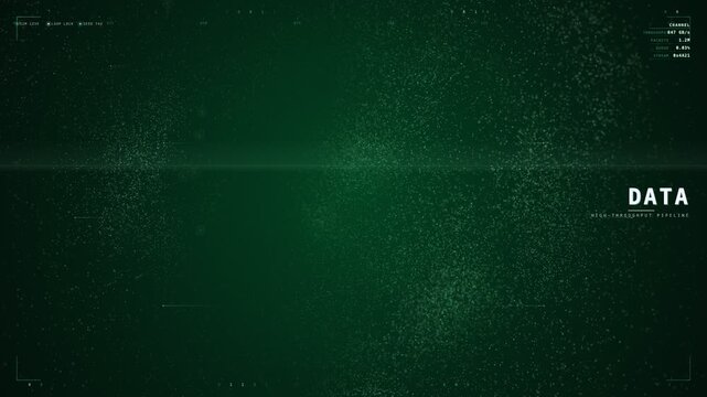 Green data pipeline haze field with soft particle glow motion