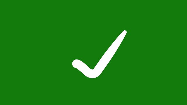Green Tick mark icon animation on isolated black background. Check mark icon animation. right check mark icon transparent background. isolated tick mark or confirm icon animation. check mark sign,