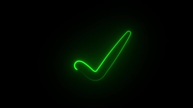 neon check mark icon transparent background. isolated tick mark or confirm icon animation. check mark sign,