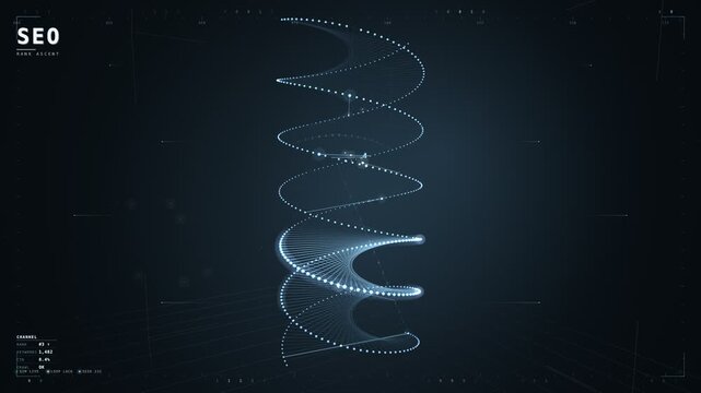 Blue SEO ranking helix with ascending double spiral motion background