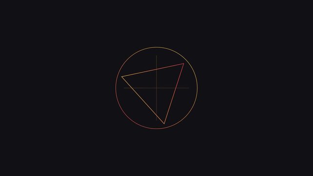 Rotating triangle geometric shape animation with gradient circle outline 4k