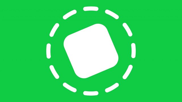 Dashed spinning circle perfect loop with inside spinning rounded square for use with logos, etc. with green screen