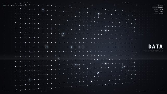 Blue data grid mesh sheet with high throughput pipeline motion