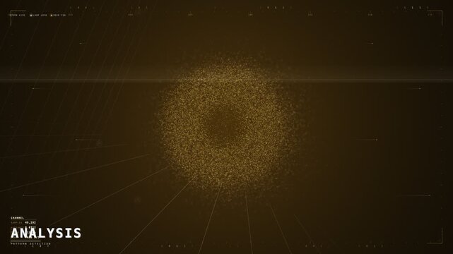 Amber data analysis haze sphere with soft glowing particle core