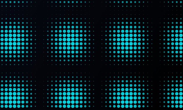 Abstract grid of glowing blue and green circular lights