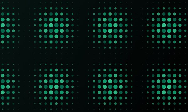 Abstract green halftone circles and square grid pattern