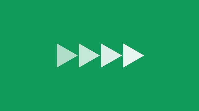 Fast forward white symbols icon symbol animation on black background.