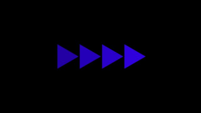 Fast forward white symbols icon symbol animation on black background.