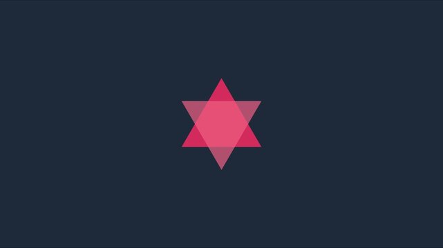 Minimalist pink star of david animation on dark 4k background, for religious and, cultural motion magen david