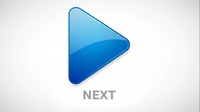 Animated blue play button progresses to "next" symbol in seamless transition