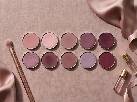 Ten shades of pink and purple makeup eyeshadow palette with a soft cosmetic brush. eyeshadow color combinations