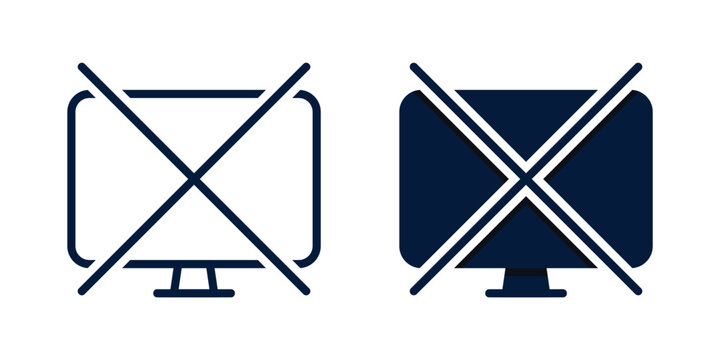 No Screen Icon. TV Monitor with Prohibition Symbol. Vector Illustration