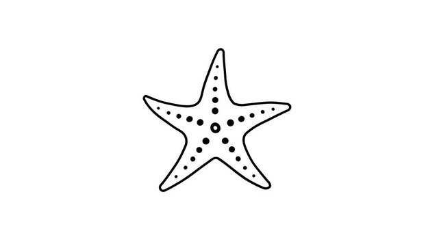 starfish animation, simple starfish icon with transparent background, black and white concept, 4K video