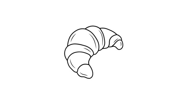 Croissant icon animation with a transparent background, motion graphics, 4K video.