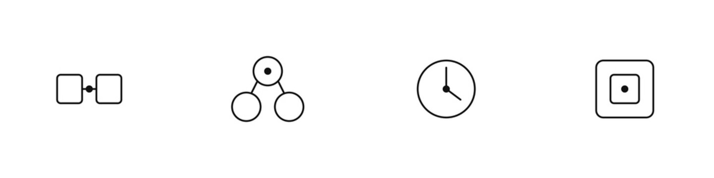 GraphQL Schema and Resolver Field Line Icon Set - GraphQL Schema, Resolver Field, Query Complexity, Fragment Reuse