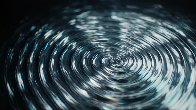 Abstract swirling water vortex motion in dark blue tones slow motion