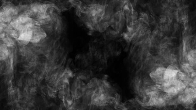 Dual Side Smoke Swirl Video on Black Background for Dark Luxury Brand Reveal, Cinematic Movie Title Sequence and Mysterious Game Scene Transition