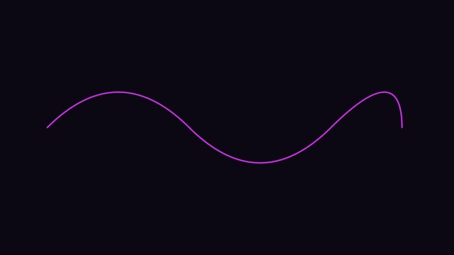 Minimalist purple sine wave animation on dark 4k background, for motion and, data visualization line
