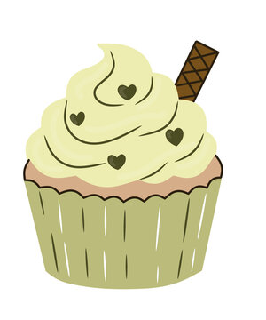 Matcha cupcake vector illustration