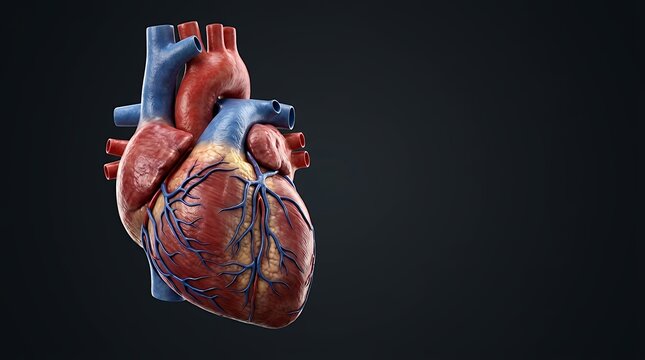 A medically accurate 3D rendering of the human heart anatomy showcasing the intricate venous system in detail a vital tool for medical education cardiology and scientific visualization. human heart