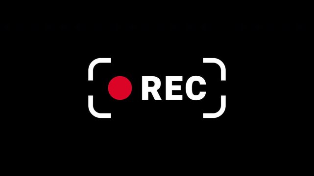 Recording sign icon animation. Rec icon button. Logo camera video recording symbol. Screen recorder. Camera streaming.