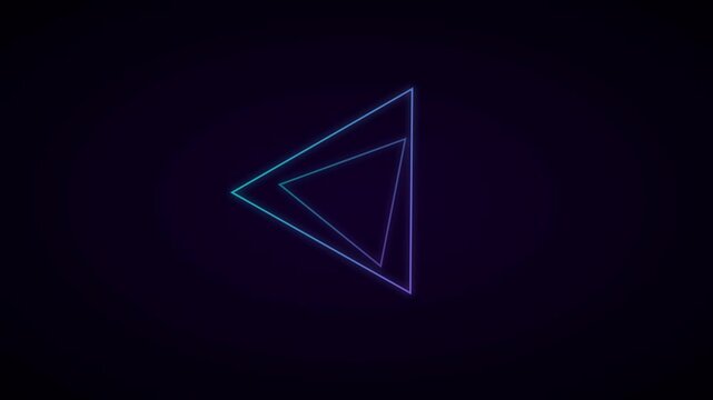 Neon glowing triangles rotating abstract 4k background, animation, cyberpunk geometric, motion