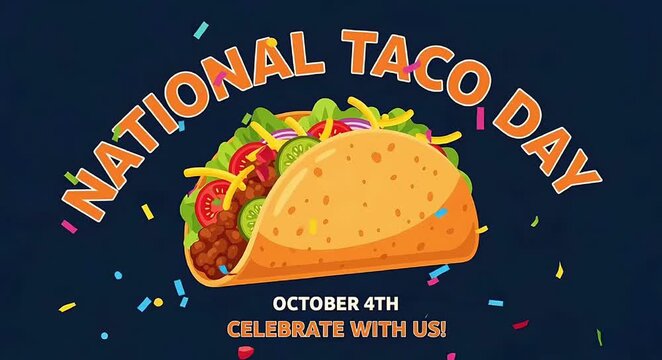 Festive illustration celebrating National Taco Day.
