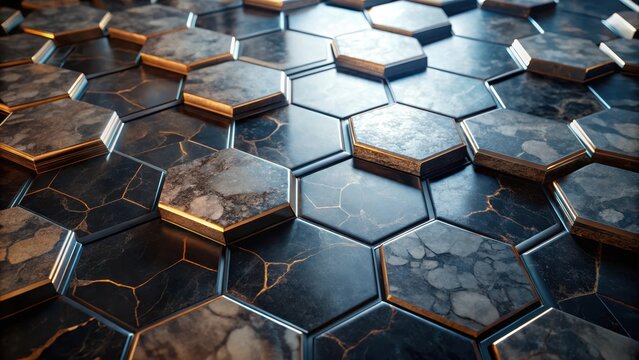 Dark hexagon marble tiles texture