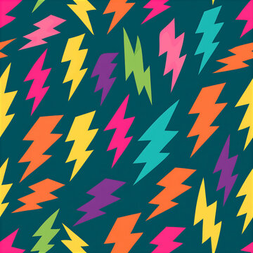 Colorful lightning bolts seamless pattern for vibrant design projects