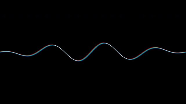 Minimalist wavy lines with chromatic aberration effect isolated on transparent background