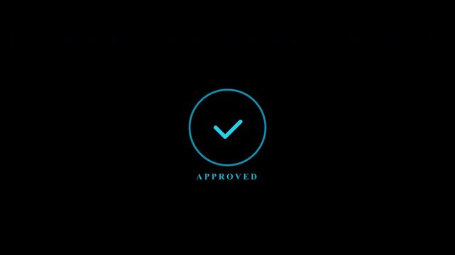 Neon blue approved checkmark icons with pulse energy wave on transparent background