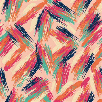 Cheerful paint strokes seamless pattern creates vibrant surface design