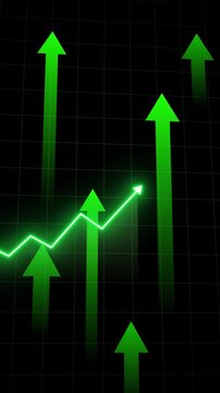 Green Growth Chart with Multiple Upward Arrows and Rising Trend Animation
