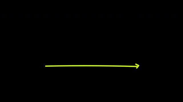 Neon yellow marker underlines and arrows animation with transparent alpha channel background