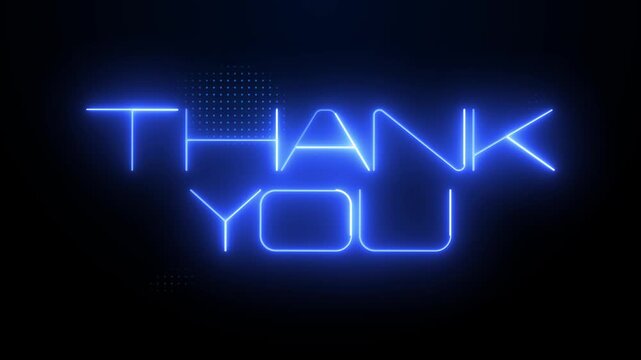 Neon Blue Thank You Text Animation with Halftone Background and Glowing Typography
