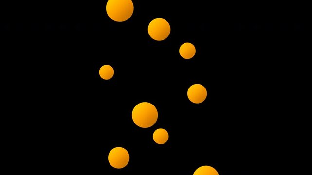 Orange liquid metaballs floating and merging on a transparent background alpha channel
