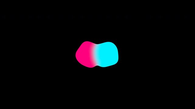 Pink and cyan liquid metaballs merging and moving on an isolated transparent alpha channel