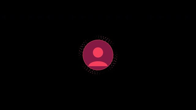 Pink user profile icons in a grid pattern with dotted circles on transparent background