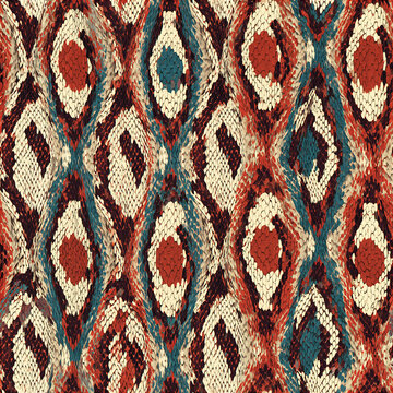 Seamless bohemian snake skin repeat pattern for textile and decor