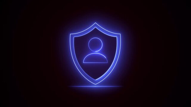 Neon User Profile Shield Security Icon Animation