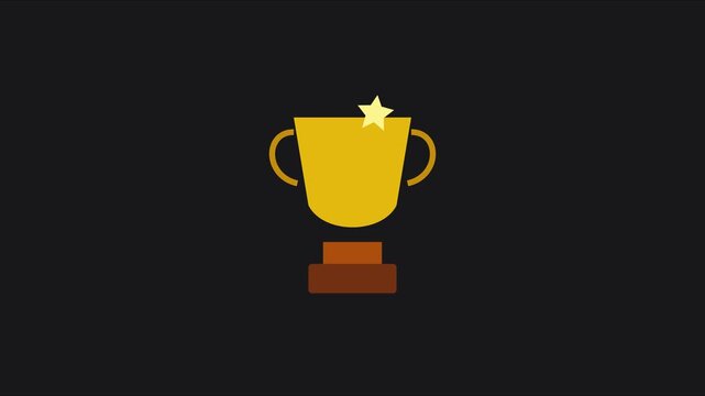 Golden trophy cup with animated star for achievement and success concept animation 4k winner victory